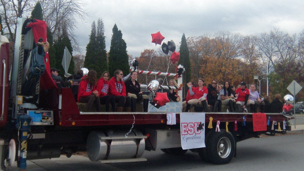 ESU’s Equestrian team participating in the Homecoming Parade. Photo Credit / Jenny Bront
