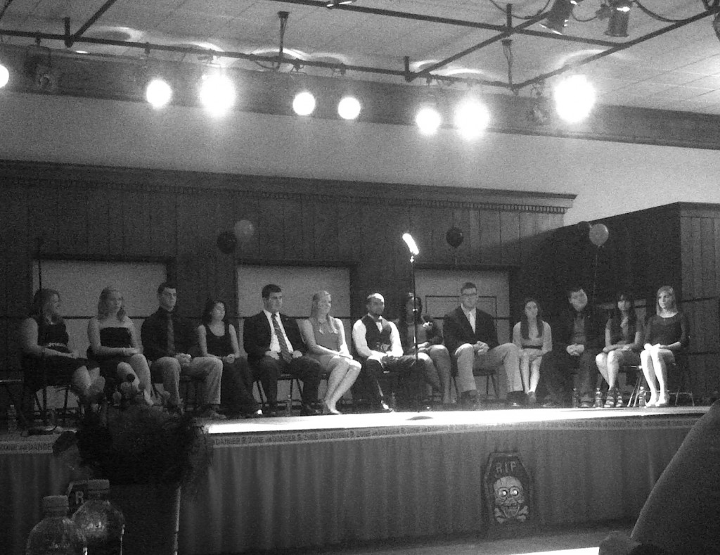2013 Homecoming candidates on stage at the Homecoming Pageant on October 29, 2013.  Photo Credit / Samantha Schilling