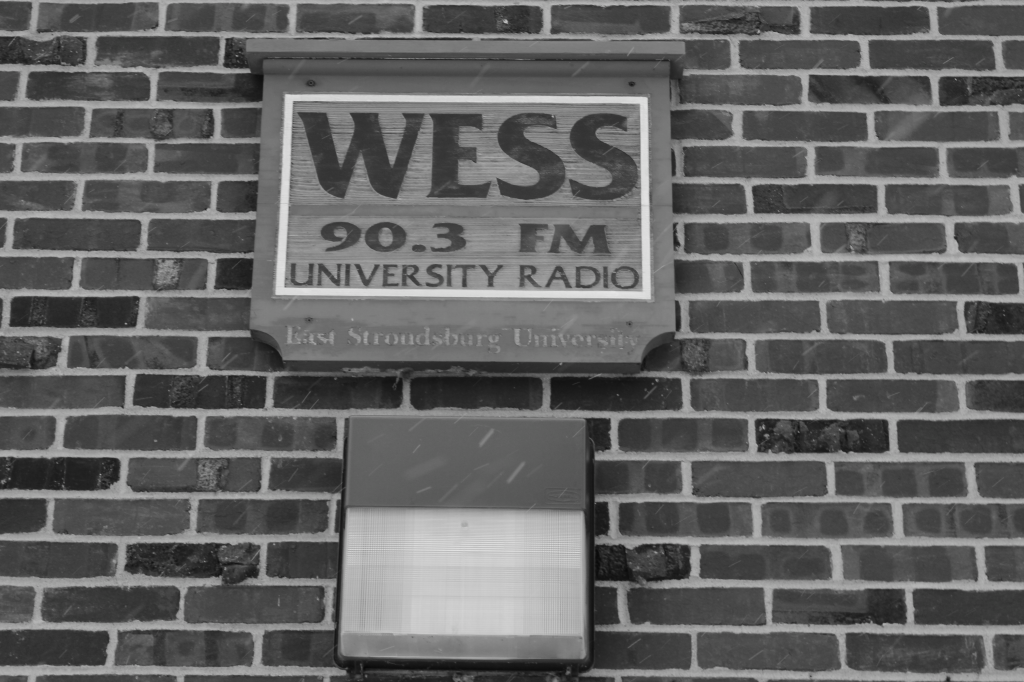 WESS broadcasts via speakers outside the McGarry Communications building. Photo Credit / Jamie Reese