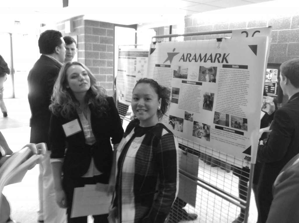 Erika Dominguez presented group research on ARAMARK. Photo Courtesy of Patricia Kennedy