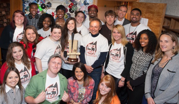 WESS radio station staff were presented their MTV Woodie Award on April 25. Photo Credit / Susan Forrester