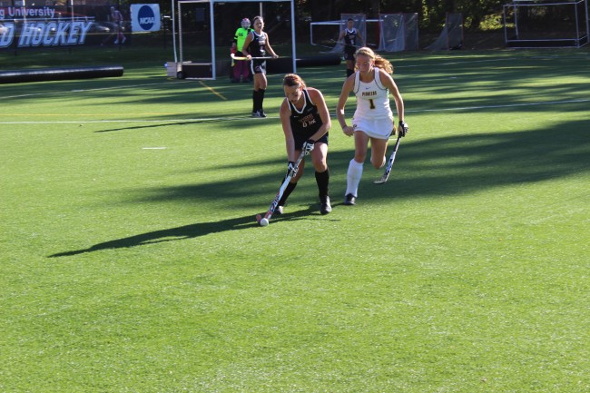 Sophomore forward/midfielder Emily Howell sends the ball upfield during Tuesday’s loss to LIU Post Photo Credit / Jamie Reese