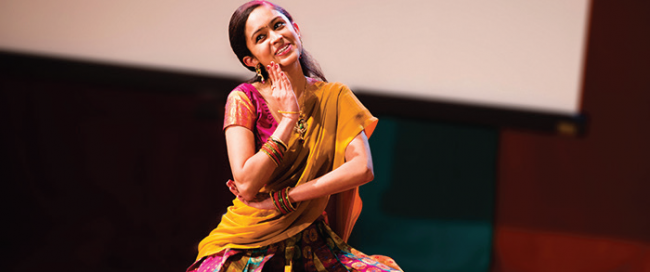 A dancer during the Diwali Festival of Lights. Photo Courtesy / Office of University Relations