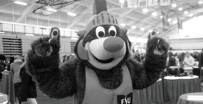 Burgy the Bear showing ESU pride. Photo Credit / ESU Facebook