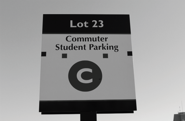 One of the many parking lots on campus that commuter students may use. Photo Credit / Amy Lukac