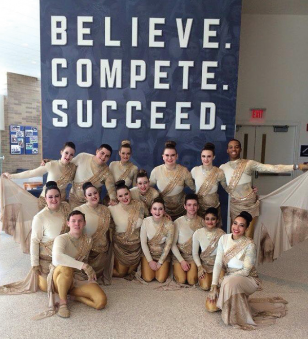 The Color Guard team poses for a photo at the Winter Guard International. Photo Courtesy / Nellie Youn