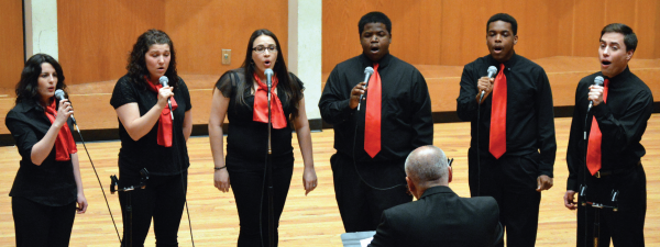 The University Singers performed with the University/Community Jazz Ensemble on April 26. Photo Credit / Crystal Smith