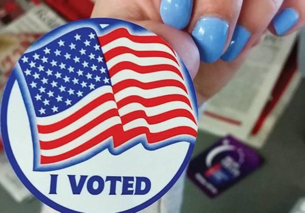 “I Voted” sticker from the Presidential Primaries this past April 2016 Photo Credit / Kathleen Kraemer