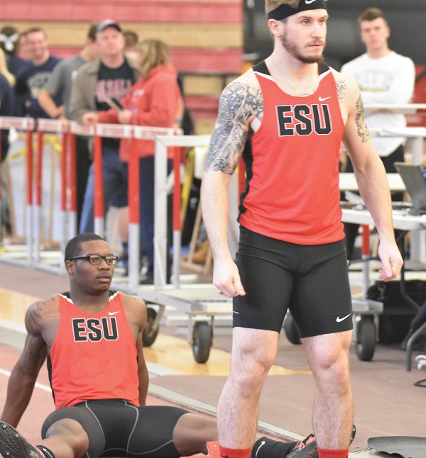 Man on fire: sophomore Patrick Monahan tied his ESU record by running the 60m dash in 6.98 seconds. Photo Credit / Ronald Hanaki