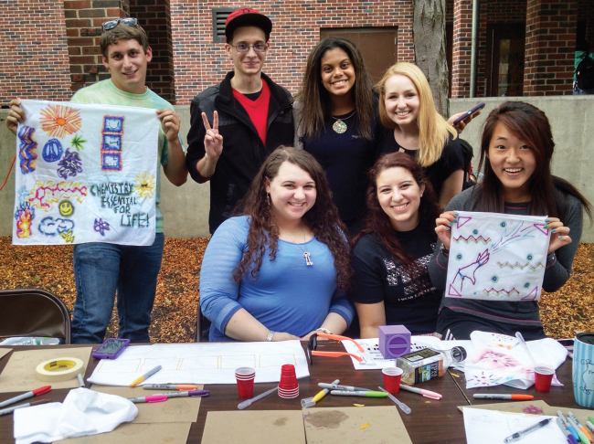Chemistry Club helped ESU students make tie-dye bandanas during last semester's club fair. Photo Courtesy / Briana Magistro