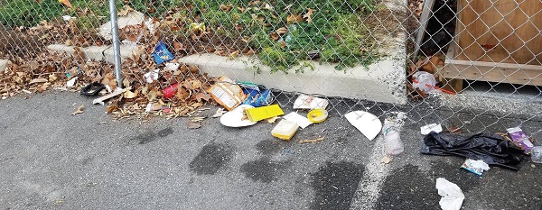 Littered trash at ESU Dormitory Construction Site. Photo Credit / Kathleen Kraemer