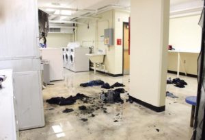 The laundry room in Laurel Hall after the fire Photo Courtesy / Jacqueline Herbert