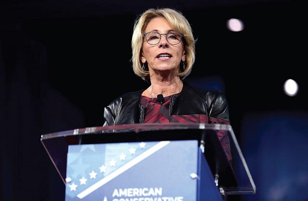 Secretary of Education Betsy DeVos speaking at a conference. Photo Courtesy / Wikimedia Commons