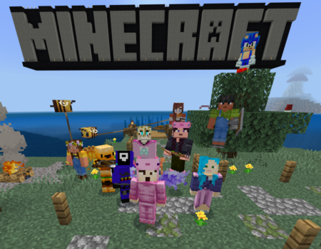 The game characters of the Minecraft Club side by side in a group screenshot