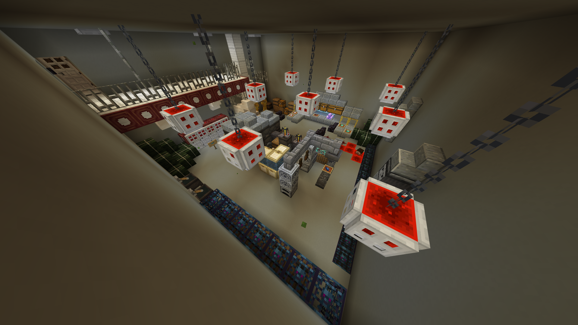 The inside of a factory in Minecraft
