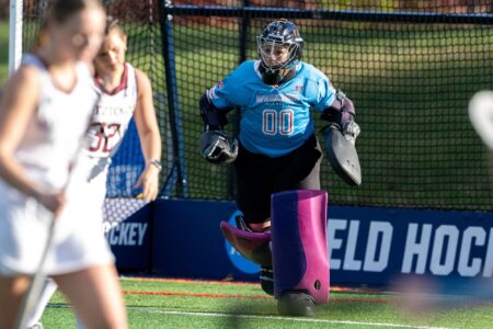 Senior goalkeeper Amy Supey. The Warrior made six saves in the national championship loss to Kutztown on Nov. 19th.