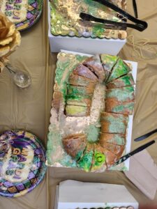 Top-down photo of king cake