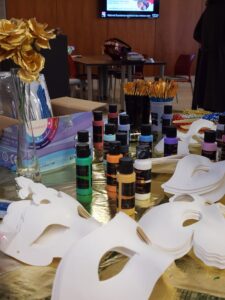 Photo of mask decorating table